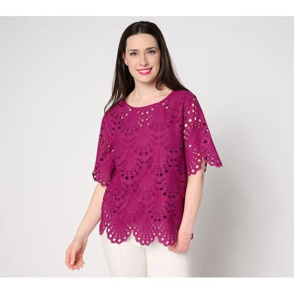 Gloria Vanderbilt Tops - Gloria Vanderbilt Women's Top Sz XL Tropical Eyelet Knit Tank Red A693047